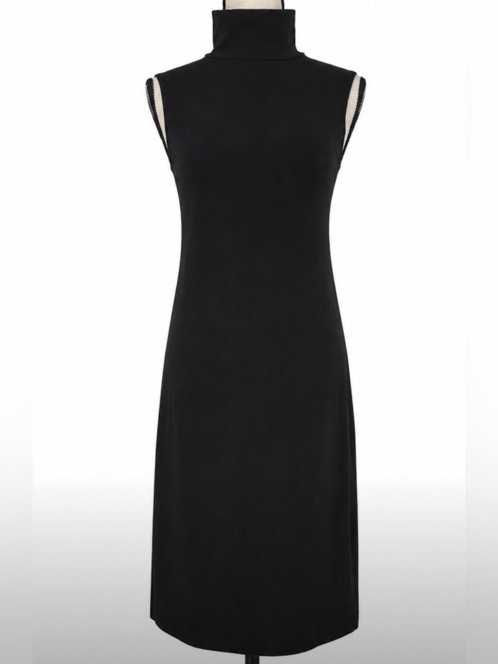 Electrica Black Sleeveless Turtleneck Mockneck Midi Dress Minimalist Sporty Y2K